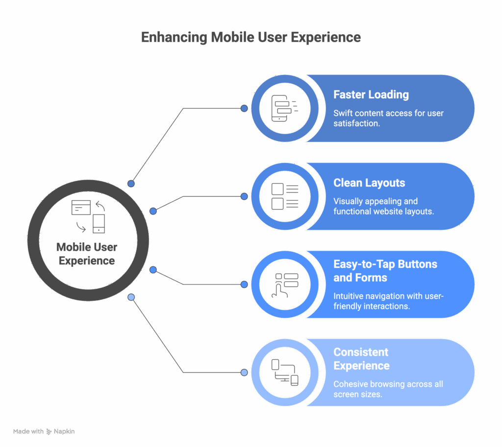 mobile-optimized website design in Toronto ensures faster loading, clean layouts,easy navigation and cohesive browsing